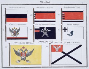 Rosyjskie flagi, z francuskiej księgi flag, c.1819 autorstwa French School