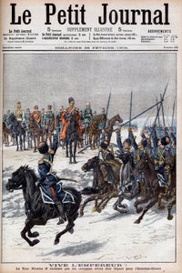 Wojna rosyjsko-japońska 1904-1905 - Kozacy uhonorowali cara Mikołaja II przed wyjazdem na Daleki Wschód, by walczyć z Japończykami w „Le Petit Journal”, 28 lutego 1904 (rycina) autorstwa French School