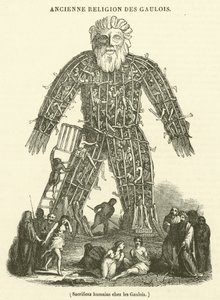 Ofiary z ludzi wśród Galów (rycina) autorstwa French School