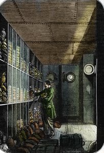 Safe de la Banque de France a Paris (Piwnica Banku Francji w Paryżu) (kolorowy grawerunek) autorstwa French School