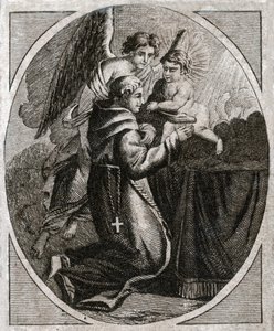 Święty Antoni z Padwy. (rycina z początku XIX wieku) autorstwa French School
