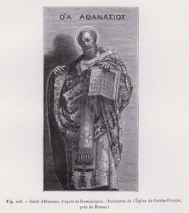 św. Atanazy; wg Dominichino, Malowidła kościoła Grotta-Ferrata koło Rzymu (rycina) autorstwa French School