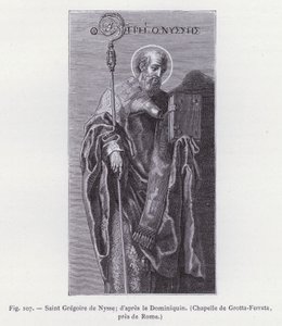 św. Grzegorz z Nyssy; wg Dominichino, kaplica Grotta-Ferrata k. Rzymu (rycina) autorstwa French School