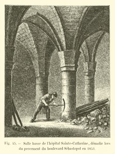 Oddział dolny szpitala Sainte-Catherine, zburzony podczas otwarcia bulwaru Sewastopola w 1853 roku autorstwa French School