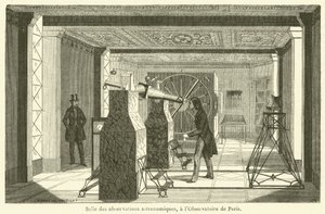 Pokój do obserwacji astronomicznych w Obserwatorium Paryskim (grafika) autorstwa French School