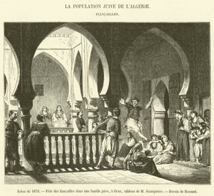 Salon 1870, Zaręczyny w rodzinie żydowskiej w Oranie (rycina) autorstwa French School