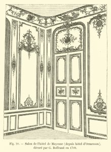Salon hotelu de Mayenne, z hotelu Ormesson, udekorowany przez G Boffranda w 1709 r. autorstwa French School