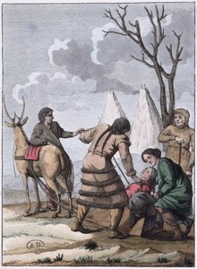 Samoyede Małżeństwo, 1811 (kolor grawerowany) autorstwa French School