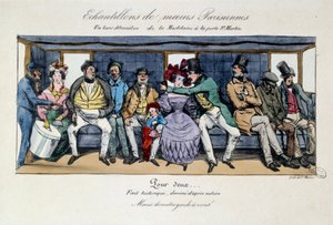 Próbka paryskich obyczajów: ławka omnibusa od Madeleine przy bramie św. Marcina. Druki z XIX wieku. Paryż, Muzeum Carnavalet autorstwa French School