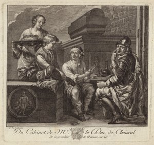 Satyryczne przedstawienie gabinetu księcia de Choiseul autorstwa French School