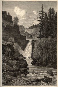 Saut du Doubs (wodospad) Franche-Comte - grawerowanie w „” PATRIE”” - PECTURESSE OPIS FRANCJI W 6 TOMACH WG LUCIENA HUARDA - koniec XIX wieku autorstwa French School