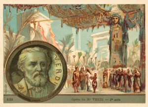 Scena z opery Giuseppe Verdiego Aida (chromolitho) autorstwa French School
