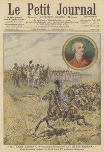 Scena z nowego serialu „Król bez tronu” w Le Petit Journal (kolor lito) autorstwa French School