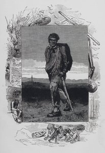 Scena z Les Miserables, autorstwa Victora Hugo: Jean Valjean (rycina) autorstwa French School