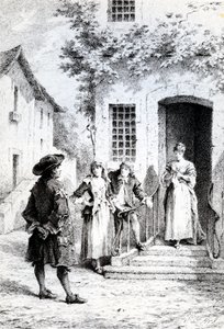 Scena ze Szkoły dla żon, autorstwa Moliere autorstwa French School