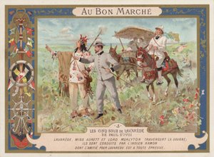 Scena z powieści Les Cinq Sous de Lavarede autorstwa Paula Ivoi (chromolitho) autorstwa French School