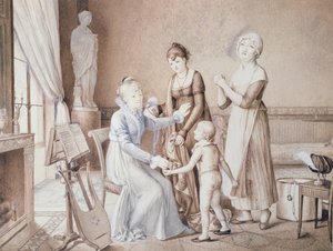 Scena życia rodzinnego, początek XIX wieku autorstwa French School
