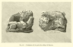 Rzeźby na drzwiach kolegium w Bayeux (rycina) autorstwa French School