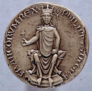 Pieczęć króla Filipa II dit Filipa Augusta (1165-1223) XIII-wieczny Paryż, Archives Nationales autorstwa French School