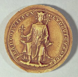 Pieczęć św. Ludwika (1214-70) trzymająca berło i fleur de lys, ok. 1252 autorstwa French School