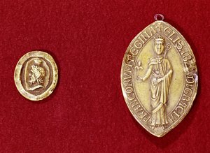 Pieczęcie należące do cesarza Karola Wielkiego (742-814) i królowej Izabeli Hainaut (1170-c.1190) autorstwa French School