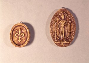 Pieczęcie Marguerite de Provence (1221-95) 1284 (wosk) autorstwa French School