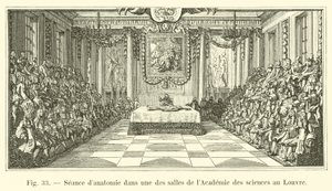 Sesja anatomii w jednej z sal Akademii Nauk w Luwrze autorstwa French School