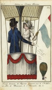 Drugie wejście balonem dr. Andre-Jacquesa Garnerina, 8 lipca 1798 r. (kolorowany miedzioryt) autorstwa French School