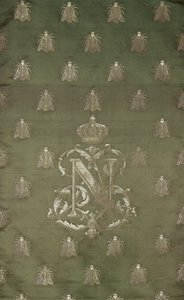 Przekrój z zielonego i złotego adamaszku z herbem i herbem Napoleona III (1808-73) autorstwa French School