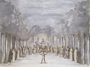 Scenografia do Opery z kolekcji Les Menus Plaisirs du Roi (pióro i atrament oraz toaleta na papierze) autorstwa French School