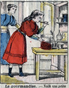 Siedem śmiertelnych połowów: Gourmandise. Obrazowanie epinal pod koniec XIX wieku. (I sette peccati o vizi capitali) autorstwa French School