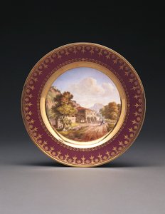 Sevres topograficzna płyta fioletowe tło autorstwa French School