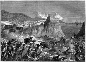 Oblężenie Ragusy (Republika Ragusa) (Ragusa w chorwackim Dubrowniku) podczas wojen napoleońskich w maju i czerwcu 1806 r. (kampania dalmatyńska generała Molitora i Lauristona) - w „Historii imperium po historii konsulatu” autorstwa Adolphe