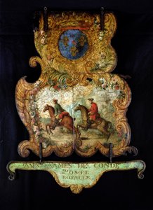 Znak dla Królewskiej Poczty Chantilly z herbem Conde (malowany metal) autorstwa French School
