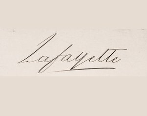 Podpis Marie-Joseph-Paul-Yves-Roch-Gilbert du Motier, markiz de Lafayette autorstwa French School