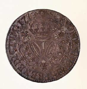 Srebrne francuskie ecu (scude), panowanie króla Ludwika XIV (1643-1715) 1713 Śr. 4 cm Neapol, muzeum archeologiczne autorstwa French School