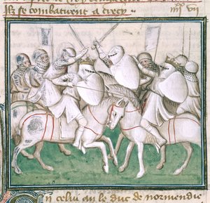 Sloane 2433 C, fol.69v Bitwa pod Crecy, ok.1410 (welum) autorstwa French School