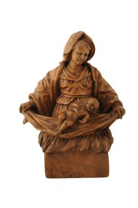 Mała rzeźba z drewna lipowego Madonna z Dzieciątkiem (drewno lipowe) autorstwa French School