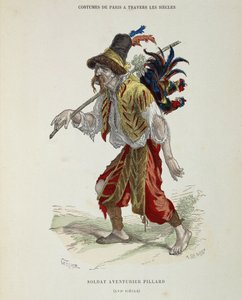 Kolumna żołnierza przygód (wagabonda) w XVI wieku - w „Strój Paryża przez wieki”” autorstwa French School