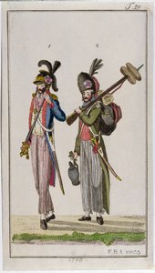 Żołnierze Rewolucji Francuskiej noszący bagnety w 1793 r. autorstwa French School