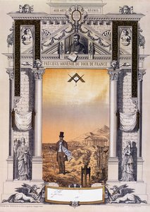 Pamiątka robotników Czeladnika Tour de France po jego stażu, ok. godz. 1860 autorstwa French School