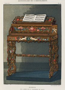 Spinet z herbem księżnej Conti, ilustracja ze Słownika mebli i dekoracji, Henry Havard, tom I autorstwa French School