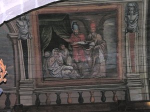 St.Cornely dokonujący cudu (drewno malowane) autorstwa French School