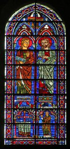 św. Kosmos i św. Damien; darczyńca ksiądz Geoffrey, (w120) autorstwa French School