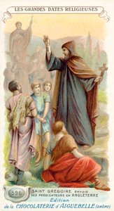 Św. Grzegorz wysyła misjonarzy do Anglii, 596 (chromolitho) autorstwa French School