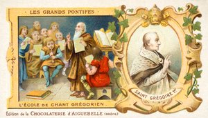 Grzegorza Wielkiego, oraz szkołę chorału gregoriańskiego (chromolitho) autorstwa French School