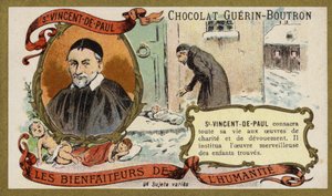 St Vincent a Paul, francuski ksiądz (chromolitho) autorstwa French School