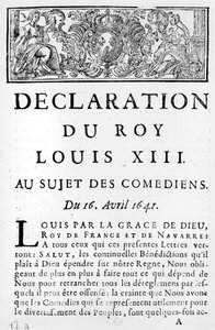 Oświadczenie Ludwika XIII (1601-43) w sprawie komików, 16 kwietnia 1641 autorstwa French School