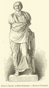 Statua Mausolus, w British Museum (rycina) autorstwa French School