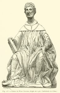 Posąg Pliniusza Starszego, wzniesiony w 1498 r., Katedra Przyjść (rycina) autorstwa French School